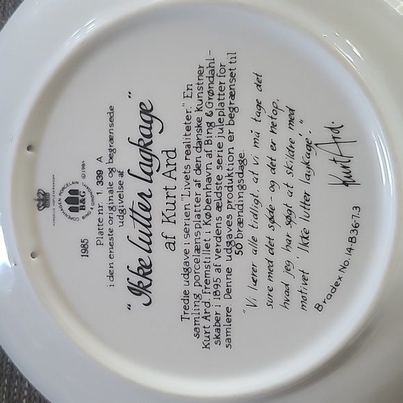 Bing & Grøndahl Kurt Ard Collector Plate "Not just a layer cake" numbered - Picture 3 of 4